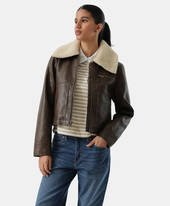 Casaca Mujer Levi's Cropped Vintage Aviator Sherpa Collar